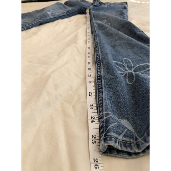 Abercrombie Kids High-Rise Flare Jeans Girls 9/10 Daisy Print Cotton Blend y2k - Picture 8 of 10